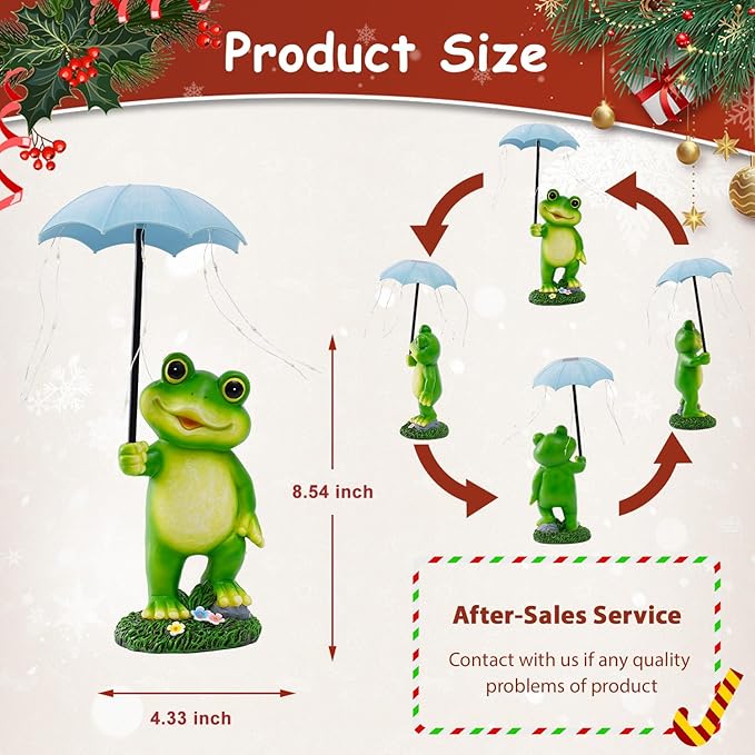 Solar Frog Statue Garden Decor - Funny Solar Outdoor Yard Garden Statue - Unique Design Gifts for Women,Mom