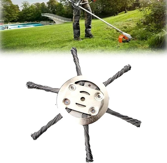 2025 New Steel Wire Grass Trimmer Head, 6 Inch Universal Steel Wire Trimmer Head with Adapter, String Trimmer Replacement Head for Electric Cordless Lawn Mower Tray (1PC 6 Blades（6 Inch）)