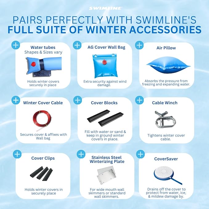 Swimline Guardian Premium Air Pillow for Above Ground Pools, 4.5 x 15 ft, Blue, Rectangular, Pool Cover, Winterizing Accessory