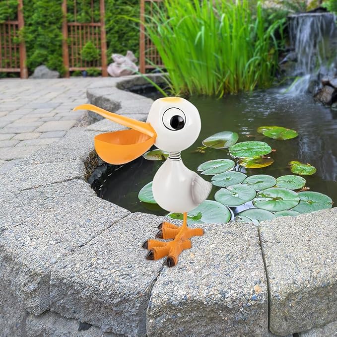 Metal Pelican Garden Statue,12" Pelican Decorations Outdoor Sculptures,Garden Decor for Outside,Coastal Ocean Bird Statue Lawn Ornaments,Metal Yard Art for Backyard,Patio,Porch