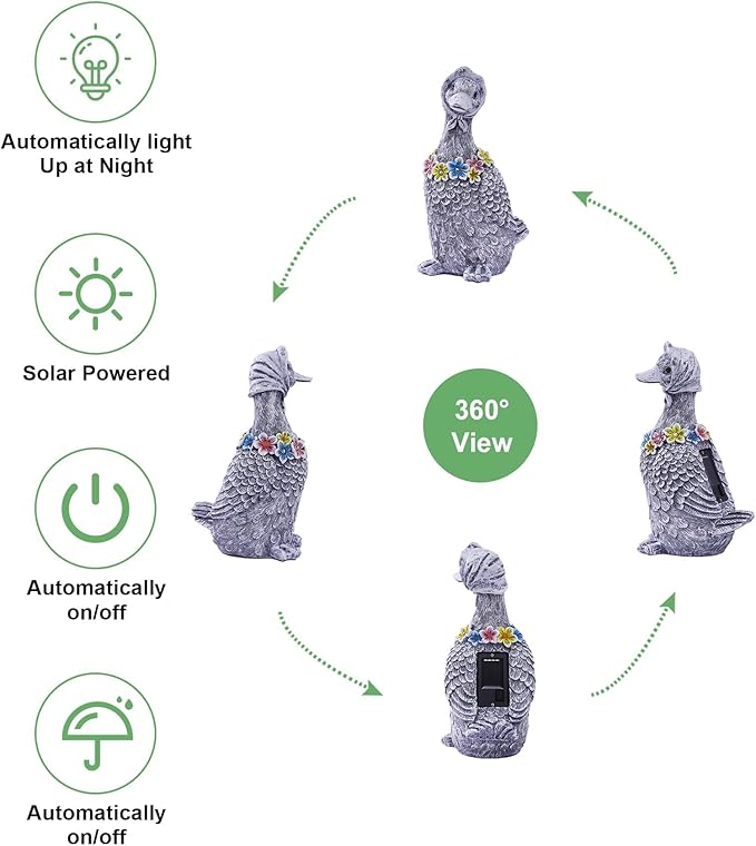 Porch Goose Statues for Garden Decor: Outdoor Sculpture for Lawn Patio Yard Balcony Ornaments - Gifts for Mother Grandma Women(Gray)