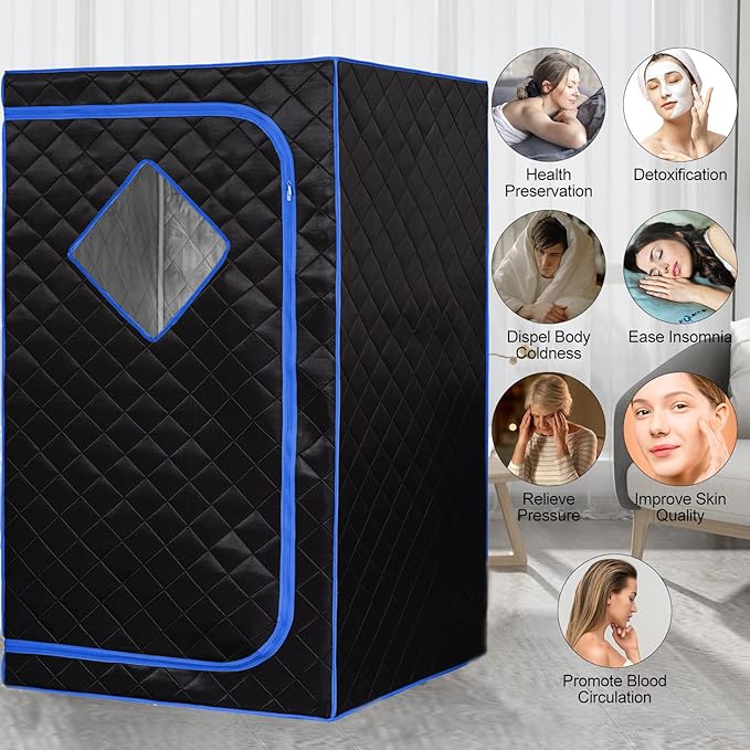 ZONEMEL Full Size Sauna Tent, Portable 1 or 2 Person Full Body Home Spa for Relaxation, Detox, Steamer not Included (L47.24 x W31.5 x H63,Black)