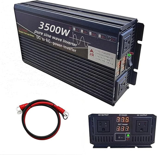 3500 Watt Power Inverter 12V DC to 110V AC Converter, RV Inverter, LED Display with 2 AC Outlets Dual Fans Radiating, for RV, Camp and Home, Electric Tool Pure Sine Wave Inverter (110V, 3500W 12V)