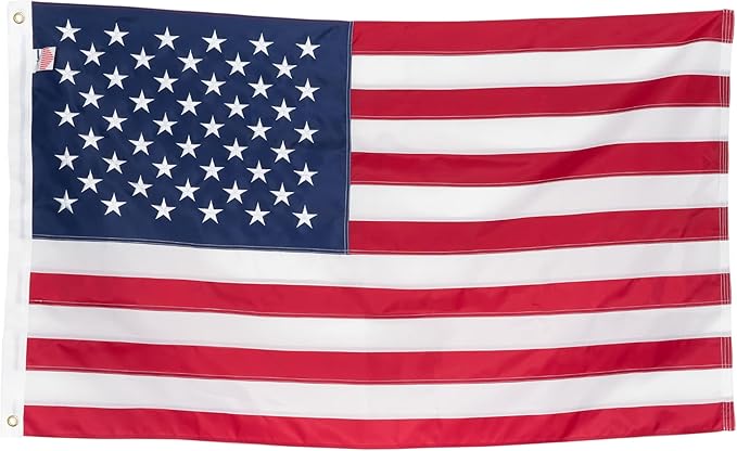 American Flag 2x3’ | Embroidered Stars & Sewn Stripes | Heavy Duty U.S. Flag | Durable 210D Oxford Nylon for High Winds | Quadruple Stitched Fly End Brass Grommets | Patriotic Decor