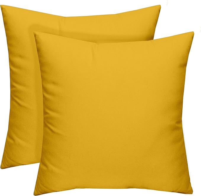 RSH DECOR: Square Throw Pillows Set of 2 | 20” x 20” | All-Weather Spun Fabric | Water and Fade-Resistant | Outdoor Accent Pillows for Patio Furniture | Yellow