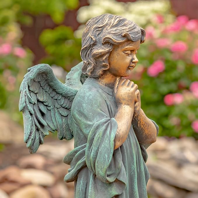 Zaer Ltd. 39" Tall Magnesium Angel Statue Figurines for Outdoor and Indoor Use (Praying Taylor, Aged Bronze)