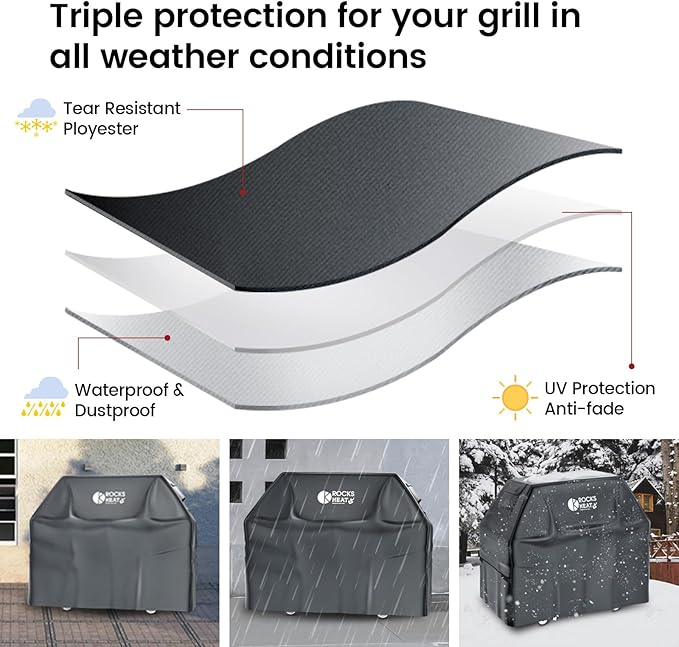 Grill Cover 58 inch Cover for Outdoor Grill 600D Heavy Duty BBQ Cover Waterproof, Weather Resistant & Fade Resistant Gas Grill Cover for Weber Charbroil Nexgrill Dyna-Glo Brinkmann