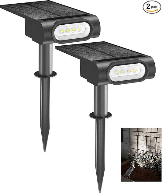 EZVALO Solar Spot Lights Outdoor Waterproof IP67, 3 Lighting Modes Landscape Spotlights, Efficient King-Size LEDs, Solar Powered for Garden Yard Pathway (2Pack-Cool White)