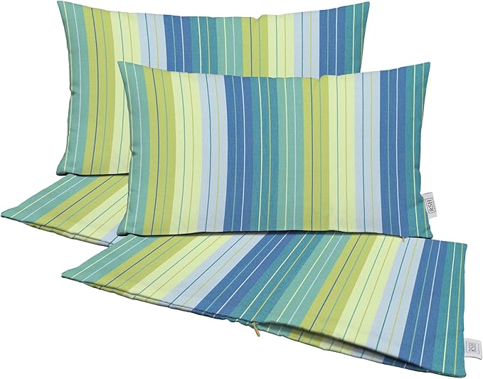 RSH DECOR: Sunbrella Lumbar Pillow Covers Set of 4 | 20" x 12" | Outdoor Lumbar Pillow Covers Crafted with Sunbrella Performance Fabric | Seville Seaside