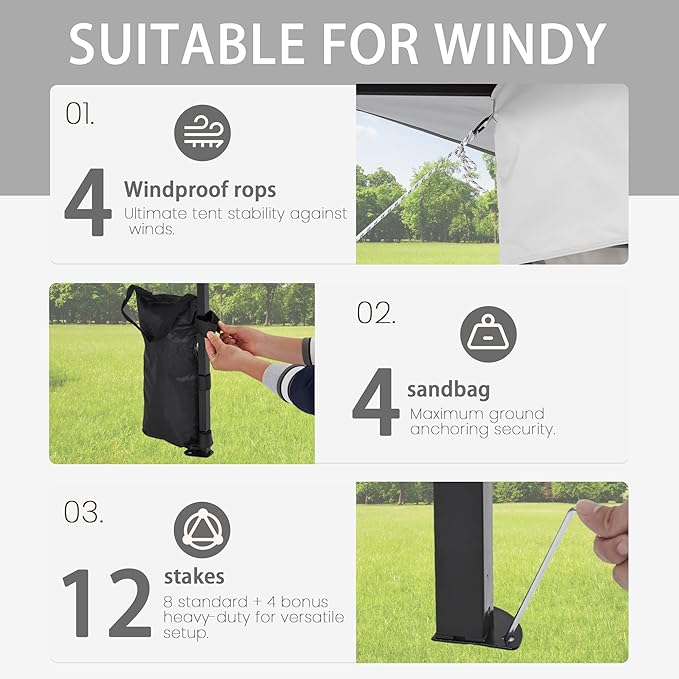 Bezseller 13x13 Pop Up Gazebo Tent with Mosquito Netting – Quick Set Up, Water-Resistant Outdoor Canopy for Patio, Garden, Backyard, and More,Light Grey