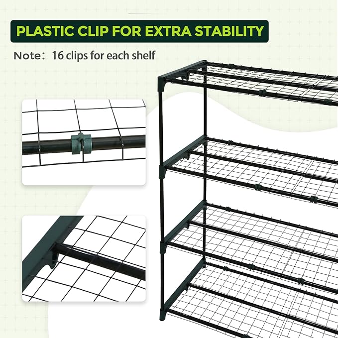 EAGLE PEAK Greenhouse Shelving Staging Double 4 Tier, Outdoor/Indoor Plant Shelves, 42"x17"x42", Green