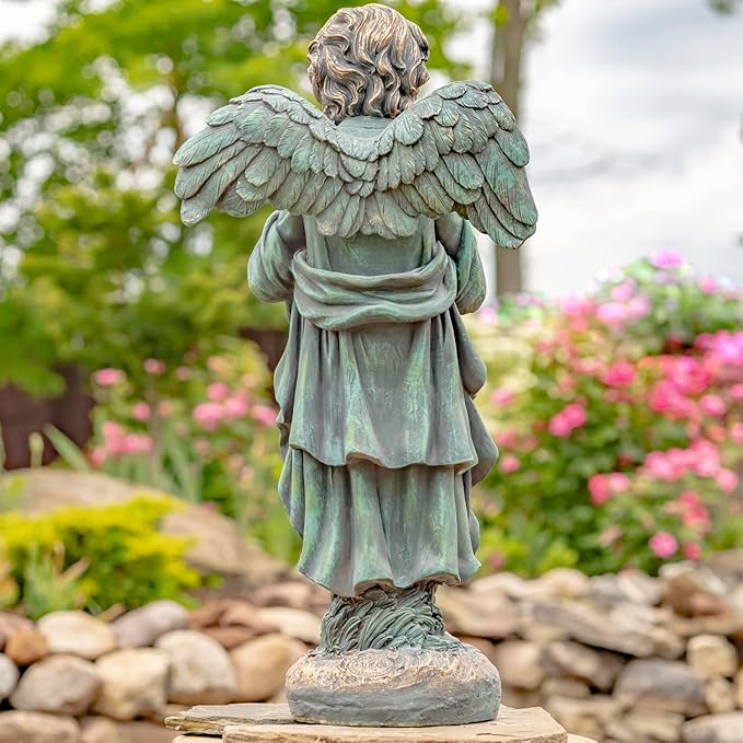Zaer Ltd. 39" Tall Magnesium Angel Statue Figurines for Outdoor and Indoor Use (Praying Taylor, Aged Bronze)