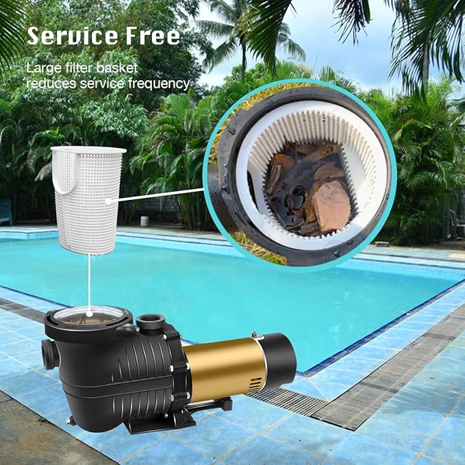 Dual Voltage Above Ground Pool Pump,2.0HP-115/230V In/Pool Pump, Self-priming Swimming Pool Water Circulation Pumps with 1.25" & 1.5“ NPT Unions
