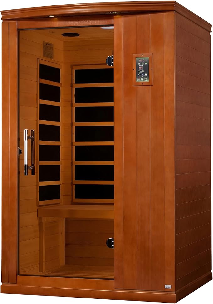 DYNAMIC SAUNAS Venice Elite 2-Person Ultra Low EMF FAR Infrared Sauna with Red Light Therapy & Bluetooth Speakers | Personal Indoor Dry Heat Sauna for Home & Gym – Made from Canadian Hemlock