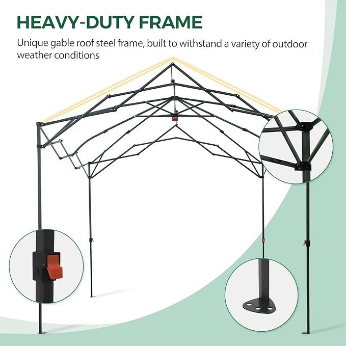 8x8 Pop Up Walk-in Greenhouse, Indoor & Outdoor PE Cover Green House w/ Power Access Ports, Roll-up Zippered Doors and Windows, Green