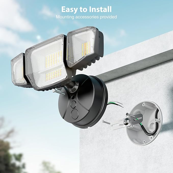 Onforu 65W Smart LED Flood Lights Outdoor, 6500LM Brightness Adjustable, APP Control Tunable 2700K-6500K, WiFi Alexa Security Lights with Timer & 4 Lighting Head, Exterior Floodlight for Yard Garage