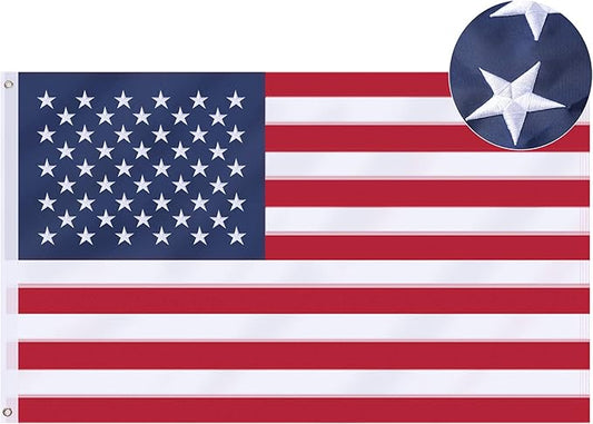 American Flag 15x25 Ft, US Deluxe Embroidered Heavy Duty Premium Polyester Durable Outside Flags with Brass Grommets