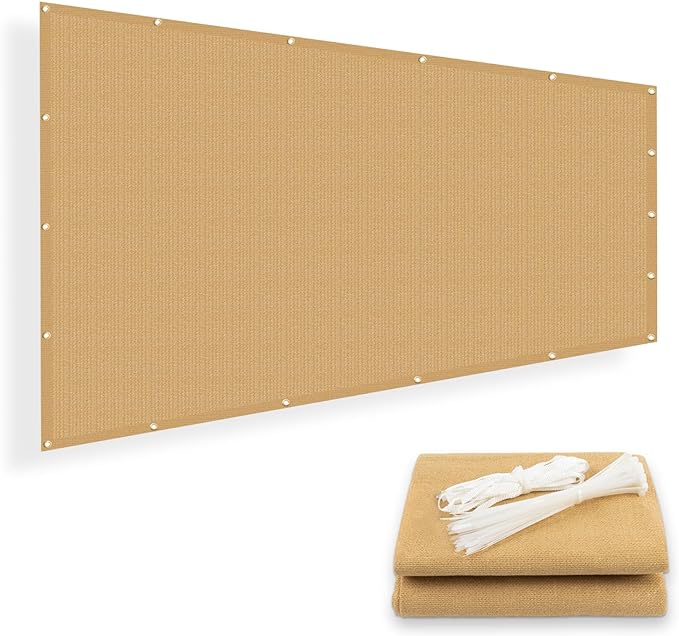 SUNNY GUARD Shade Cloth 6x16 FT Sun Shade Screen Fabric HC-047 Shade Cover Tarp with Grommets for Pergola Backyard Garden, Sand