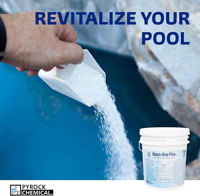 Pool Shock by Aqua Org Plus - 65% Granular Cal Hypo - Swimming Pool Shock for In-Ground, Above Ground, Spas & Hot Tubs - 50 Pound Pail