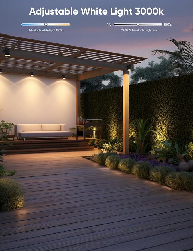 APPECK Spot Lights Outdoor, RGBW Low Voltage Landscape Lighting, Color Changing Uplighting Spotlights with App, IP65 Waterproof LED Outdoor Lights for Garden Yard Outside Decoration, 4 Pack