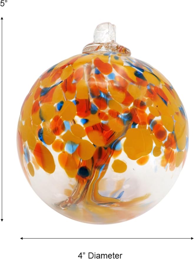 Dale Tiffany Hand Blown Glass, 4" Diameter Aura, Tree of Life Collection, Witch Globe Hanging Garden Indoor/Outdoor Decorative Ornament Gazing Ball
