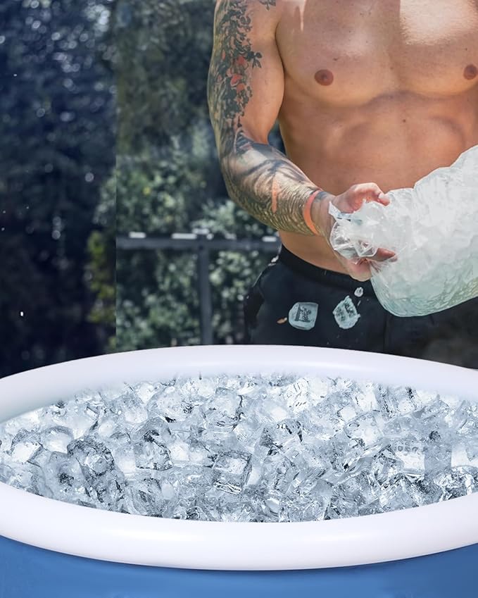 XL Ice Bath Tub for Athletes & Adults - 105 Gallons, Cold Plunge Tub with Cover, Inflatable Ice Bath Barrel for Indoor Outdoor - Blue