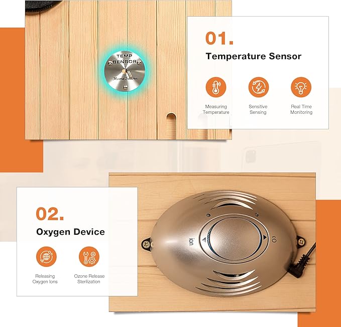 Infrared Sauna, 1-2 Person Home Sauna with 10 Minutes Warm-up Heater Tubes&Panels, Personal Sauna Spa Room for with 2-in-1 Door Handle, Canadian Hemlock and Panoramic Tempered Glass,120V