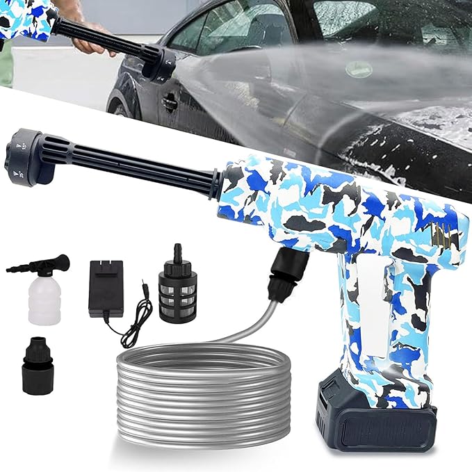 Portable Cordless Pressure Washer,1220PSI Battery Powered Wash Pressure Car Washer with 6 in 1 Nozzle,21V Battery Power High Pressure Handheld Car Washer for House,Floor,Plants,Garden,Camouflage