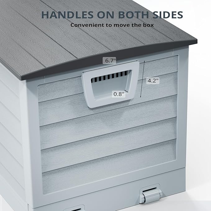 Outvita Foldable 75 Gallon Outdoor Storage Box, Plastic Storage Containers with Lid, Patio Deck Box Furniture for Garden, Pool, Balcony, Yard (Gray Body-Black Lid)