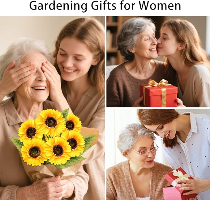 Solar Garden Lights Outdoor, 5 Pack Sunflower Lights with 15 Large Sunflower, Waterproof Garden Decor, Birthday Gifts for Mom Grandma, Decorative Solar Flowers for Pathway Patio Yard Fall Decorations