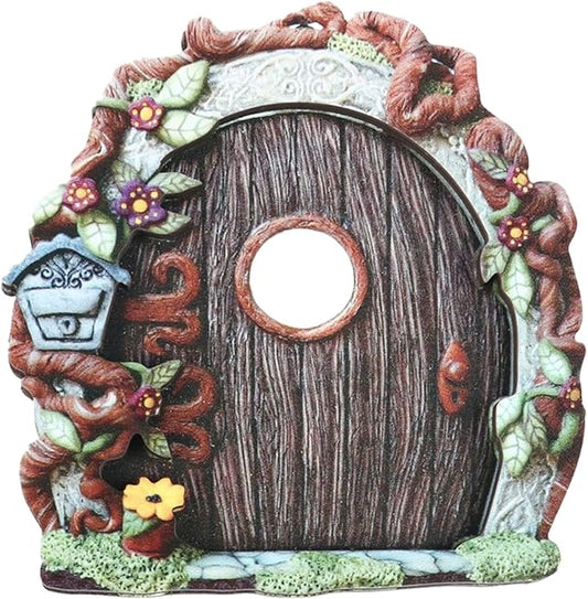 Miniature Fairy Door, Wooden Gnome Door for Trees Wall, Fairy Garden Outdoor Decor Accessories