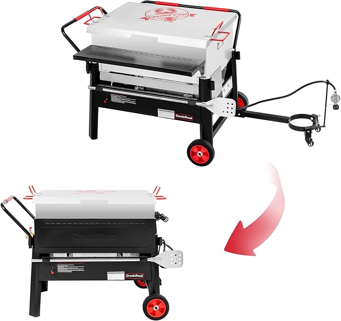 Creole Feast CFB2001 150 QT Crawfish Boiler, Outdoor Double Sack Propane Gas Crawfish Cooker with Foldable Cylinder Mounting Bracket and Stirring Paddle for Seafood & Crawfish Season, Black