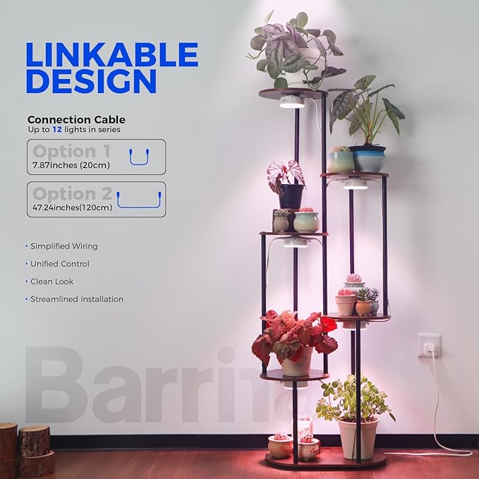 Barrina Orbgrow OG09 Puck Grow Light with Timer, Pinkish White 18W(2 x 9W, 270 Watt Equiv), Full Spectrum Plant Light for Indoor Plants, Magnetic & Linkable, 5 Levels Dimmable for Plant Shelf, 2 Packs
