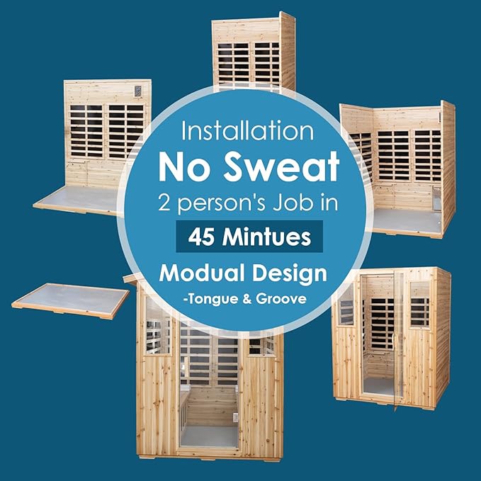 Saunas 904V Far Infrared Sauna, Outdoor Wooden Dry Sauna Low EMF (Hemlock Wood, 4-Person Size)