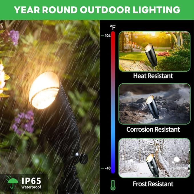 Black 12V Landscape Spotlight, LED Low Voltage Outdoor Light, Aluminum Uplight for Plant Fence Sign Outside Decoration with 5W MR16 Bulb 2700K 4 Pack