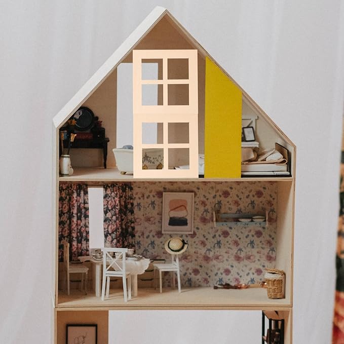10Pcs Wooden Window for Dollhouse: 2.7 Inch Miniature Frame Mini Furniture Doll House 1:12 Dollhouse Wooden Doors - Miniature Furniture Doll Craft Window Frame Model Decoration