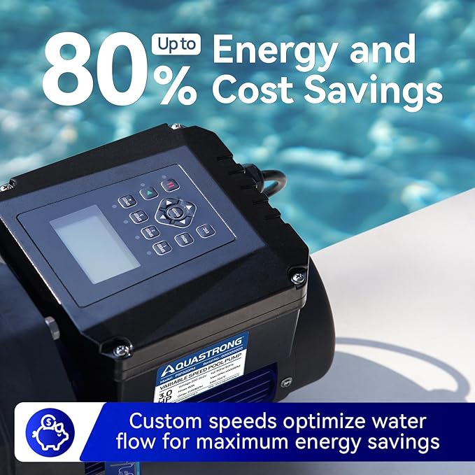Aquastrong Variable Speed Pool Pump, 3 HP, 220V, 11359GPH, In/Above Pool Pump, Energy Efficient, High Flow, Powerful Self Primming Swimming Pool Pumps with Filter Basket