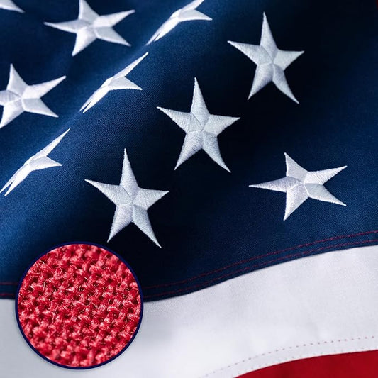 American Flag 12X18 ft Deluxe Super Tough Series, Heavy Duty Spun Polyester, 5 Brass Grommets, All Weather Large US Flag USA High Wind with Embroidered Stars, Giant Big Flags Outdoor Outside