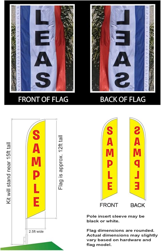 Look Now Open Welcome Red Yellow Advertising 15ft Feather Flag Kits Package, Includes 3 12ft Banner Flags, 3 14ft Flag Poles, and 3 Ground Stakes by Feather Flag Nation