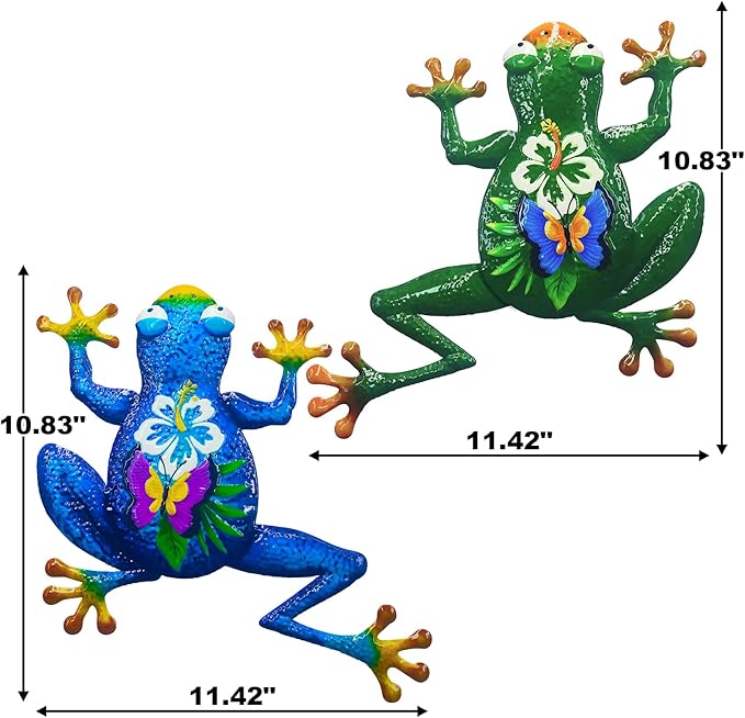 John's Studio 2Pcs Metal Frog Wall Decor Outdoor Garden Hanging Art Sculptures Home Theme Decorations for Kitchen Bathroom and Pool