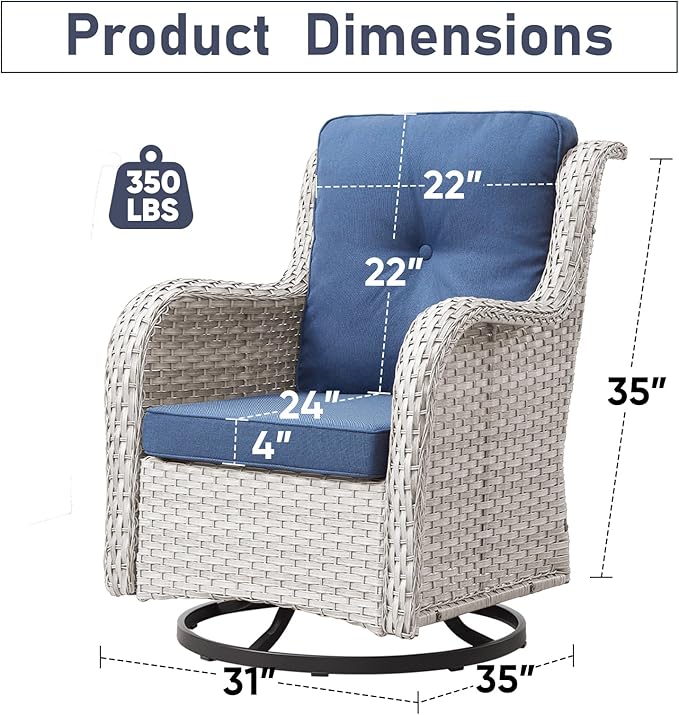 Swivel Rocker Patio Chairs：Patio Swivel Rocker Chairs Set of 2, Outdoor Wicker Rocking Chair Outdoor Swivel Rocker Patio Chair
