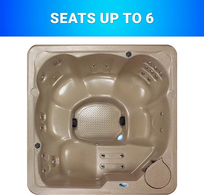 AquaLife Inland™ 5-6 Person 24-Jet Lounger Hot Tub with LED Lighting, Digital Control, Insulated Cover