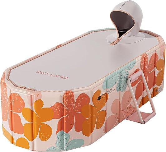 47''Portable insulated bathtub, Ice Bath Tub for Athletes, Inflation-free bathtub for shower, Ice Plunge Tub with Cover, Baths at Home & Outdoor（with Cover）