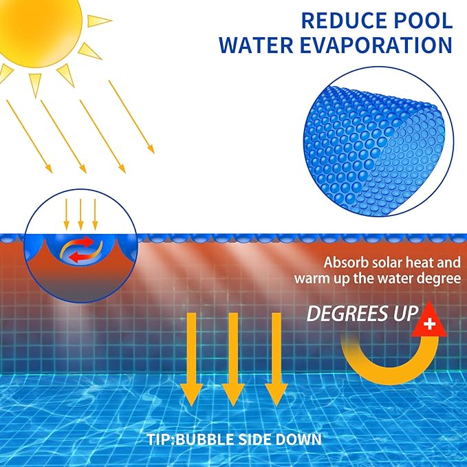 BigXwell 18 Foot Round Solar Pool Cover,16-mil Blue Above-Ground and In-Ground Pools Cover, Heavy-Duty Insulating Pool Heater Cover