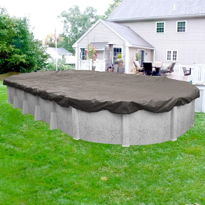 Robelle 18 x 24 ft Extra Heavy Duty Magnesium Winter Oval Pool Cover for Above Ground Pools, 4 ft Overlap (22 x 28 ft Cover Size), Solid 10 x 10 Scrim, 2.91 oz/yd2, 12-Year Warranty, Style: 591824-4