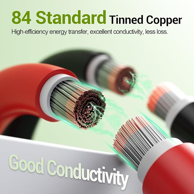 20Feet 10AWG Solar Extension Cable, 10 Gauge Solar Panel Wire with Female and Male Connectors for RV, Off-Grid Photovoltaic Systems(Black+Red)