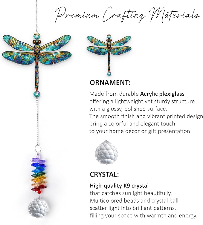 1 Layered Ornament Suncatcher - Dragonfly Gifts - Dragonflies Decor - Christmas Birthday Gifts for Women, Men - Dragonfly Keepsake - Remembrance Ornament - Rainbow Maker - Hanging Home Decor
