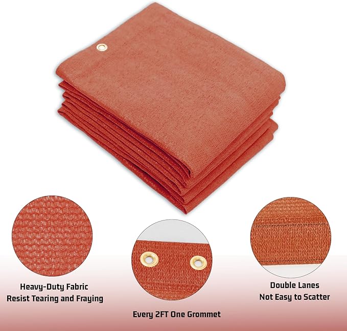 SUNNY GUARD Shade Cloth Custom Size 10x23 FT Sun Shade Screen Fabric Shade Cover Tarp with Grommets for Pergola Backyard Garden, Terra(We Customized)