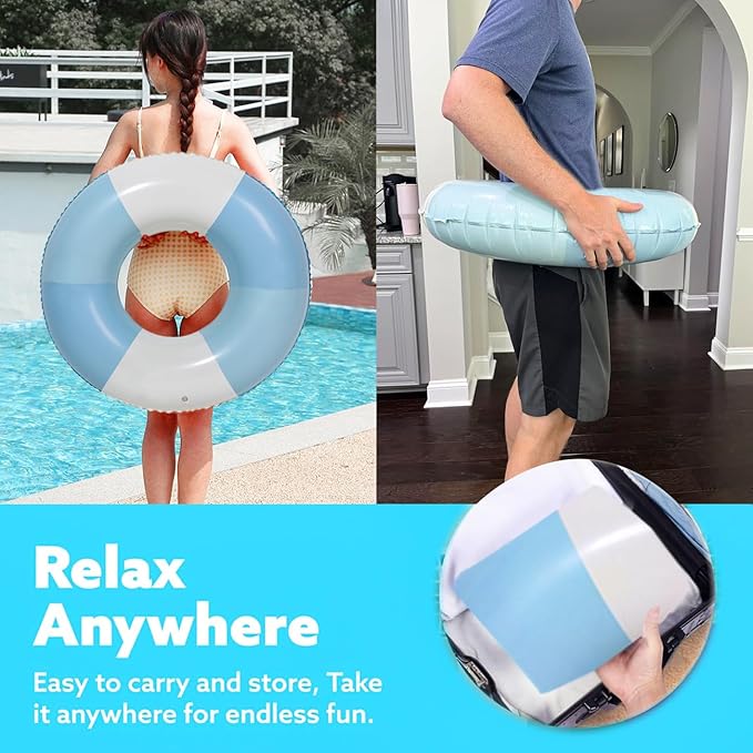 4PCS Floats for Adults Rings Striped Pool Float Large Swim Ring for Adults,30 Inch Classic Striped Teens Adult Inner Tubes Summer Beach Bachelorette Party