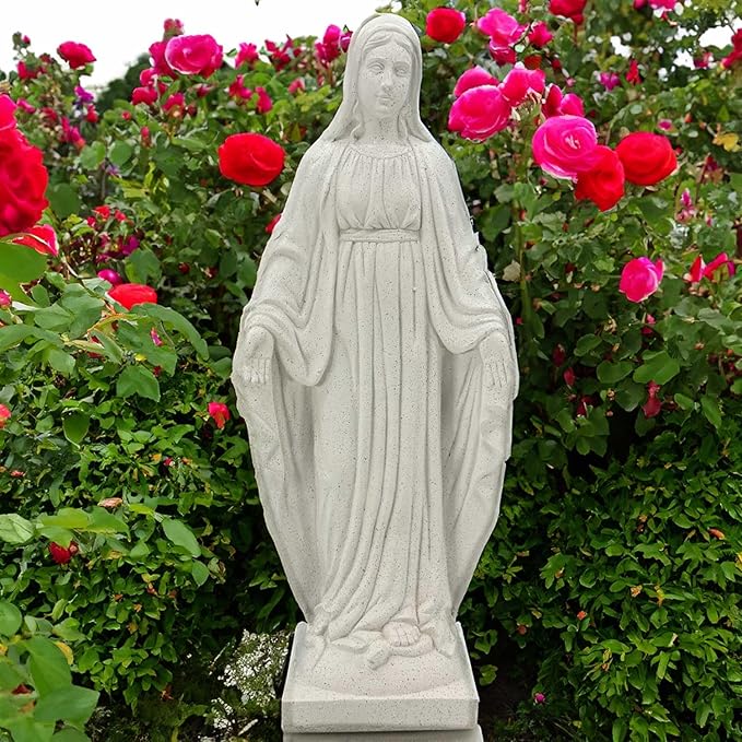 Galt International Virgin Mary Praying Blessed Mother of Grace Garden Statue Terrazo-Style 32" Religious Resin Statue Holy Queen of Heaven